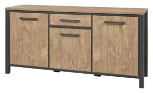 Meubar - Dressoir Lovina - DR8 - K661 - Oranje Teakhout/Zwart - 183x89x50cm | Belga Meubelen Online