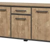 Meubar - Dressoir Lovina - DR9 - K661 - Oranje Teakhout/Zwart - 158x89x50cm | Belga Meubelen New