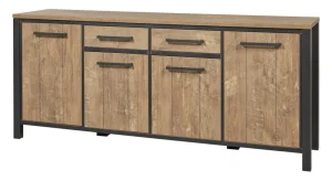 Meubar - Dressoir Lovina - DR7 - K661 - Oranje Teakhout/Zwart - 207x89x50cm | Belga Meubelen Best