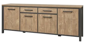 Meubar - Dressoir Lovina - DR6 - K661 - Oranje Teakhout/Zwart - 240x89x50cm | Belga Meubelen Hot