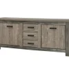 Meubar - Dressoir Mali - DR7 - K538 - Millenium Eik Donker Bruin/Imitatie staal - 210x91x50cm | Belga Meubelen Sale