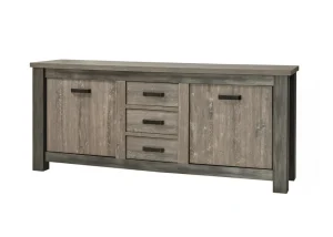 Meubar - Dressoir Mali - DR7 - K538 - Millenium Eik Donker Bruin/Imitatie staal - 210x91x50cm | Belga Meubelen Sale