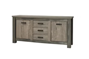 Meubar - Dressoir Mali - DR8 - K538 - Millenium Eik Donker Bruin/Imitatie staal - 184x91x50cm | Belga Meubelen New