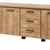 Meubar - Dressoir Olivia - DR6 - K662 - Oranje Teakhout/Staal look - 216x84x50cm | Belga Meubelen Clearance