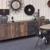 Meubar - Dressoir Samir - DR6 - K646 - Donker scheepshout/Grijs - 254x87x50cm | Belga Meubelen Outlet