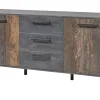 Meubar - Dressoir Samir - DR8 - K646 - Donker scheepshout/Grijs - 192x87x50cm | Belga Meubelen Sale