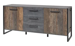 Meubar - Dressoir Samir - DR8 - K646 - Donker scheepshout/Grijs - 192x87x50cm | Belga Meubelen Sale