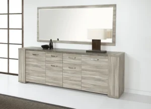Meubar - Dressoir Stone - DR2 - K437 - Spint eik grijs/Marmer - 225x86x50cm | Belga Meubelen Clearance