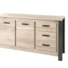 Meubar - Dressoir Tomba - DR9 - K497 - Oude Eik/Imitatie staal - 167x90x50cm | Belga Meubelen New