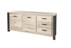 Meubar - Dressoir Tomba - DR7 - K497 - Oude Eik/Imitatie staal - 203x90x50cm | Belga Meubelen Fashion