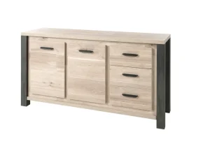 Meubar - Dressoir Tomba - DR9 - K497 - Oude Eik/Imitatie staal - 167x90x50cm | Belga Meubelen New