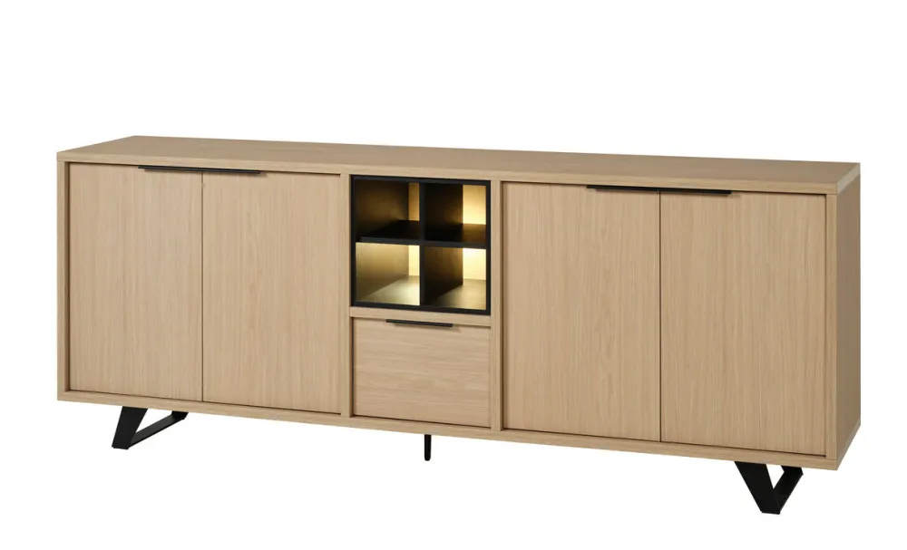 meubar__dressoir_veneto___0-1.webp Meubar - Dressoir Veneto - DR6 - K726 - Elegant oak/Elegant black - 236x92x50cm | Belga Meubelen Best
