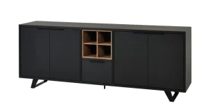 Meubar - Dressoir Veneto - DR6 - K717 - Elegant black/Old teak - 236x92x50cm | Belga Meubelen Fashion