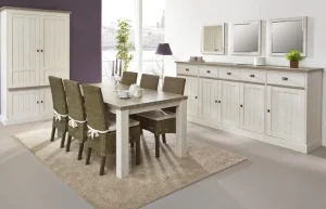Meubar - Eetkamer York T - 3-delige set - Lariks Eik/Kristal Eik | Belga Meubelen Outlet