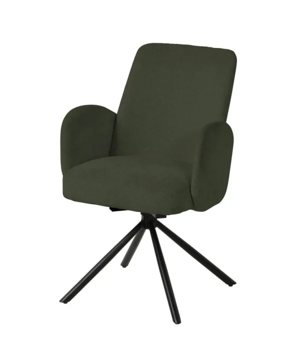 Meubar - Eetkamerstoel Tosca 2 - STTOSCA2-K028-R078 (min per2) - Boucle - Stof - Groen - 58x87x62cm | Belga Meubelen Outlet