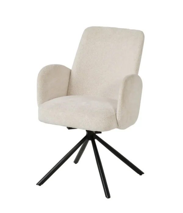 Meubar - Eetkamerstoel Tosca 2 - STTOSCA2-K028-R022 (min per2) - Boucle - Stof - Wit - 58x87x62cm | Belga Meubelen Clearance