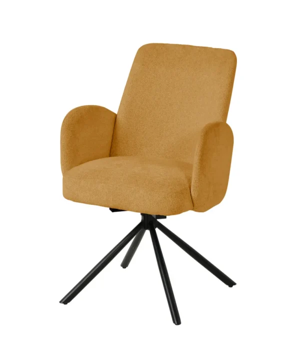 Meubar - Eetkamerstoel Tosca 2 - STTOSCA2-K028-R066 (min per2) - Boucle - Stof - Geel-Oranje - 58x87x62cm | Belga Meubelen Fashion