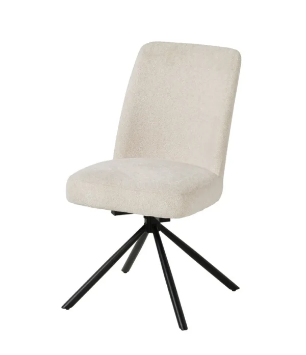 Meubar - Eetkamerstoel Tosca 1 - STTOSCA1-K028-R022 (min per2) - Boucle - Stof - Wit - 48x86x62cm | Belga Meubelen Outlet