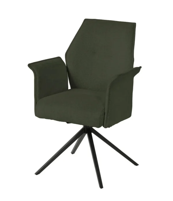 Meubar - Eetkamerstoel Trieste - STTRIESTE-K028-R078 (min per2) - Boucle - Stof - Groen - 64x92x62cm | Belga Meubelen Outlet