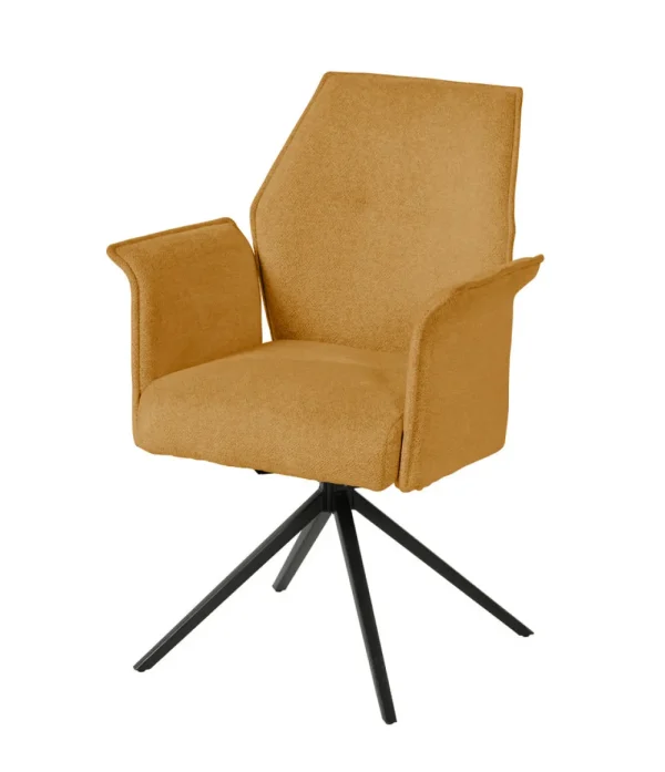 Meubar - Eetkamerstoel Trieste - STTRIESTE-K028-R066 (min per2) - Boucle - Stof - Geel-Oranje - 64x92x62cm | Belga Meubelen Outlet
