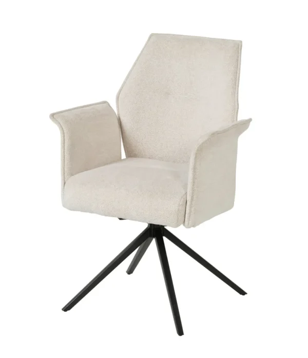 Meubar - Eetkamerstoel Trieste - STTRIESTE-K028-R022 (min per2) - Boucle - Stof - Wit - 64x92x62cm | Belga Meubelen Online