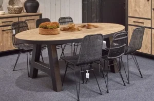 Meubar - Eettafel Alcatraz, Lovina of Olivia - TOV19KM50-K028-K660BL - Oranje Teakhout - 183x72x100cm | Belga Meubelen Clearance