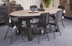 Meubar - Eettafel Kuta of Samir - TOV17KM50-K028-K640BL - Donker scheepshout - 163x72x100cm | Belga Meubelen Discount
