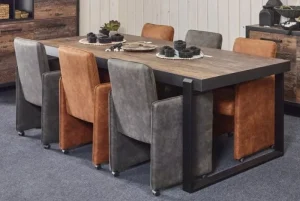 Meubar - Eettafel Kuta of Samir - T19UM80-K028-K640BL - Donker scheepshout - 184x70x100cm | Belga Meubelen Discount