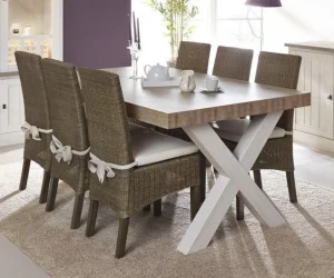 Meubar - Eettafel York - T19X80-K465-K550 - Lariks/Kristal eik licht bruin - 184x76x100cm | Belga Meubelen Fashion
