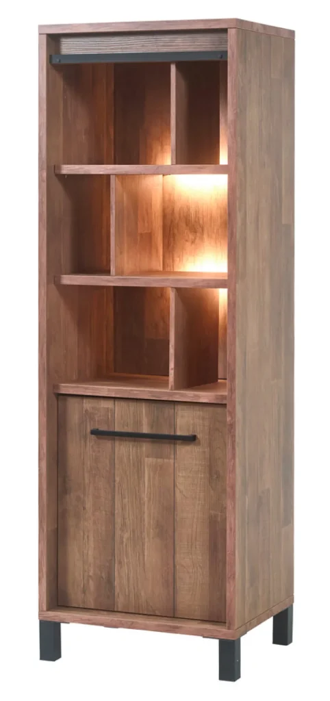 Meubar - Kolomkast Alcatraz - KB6L - K671 - Old teak/Matt black - 629x188x50cm | Belga Meubelen Discount
