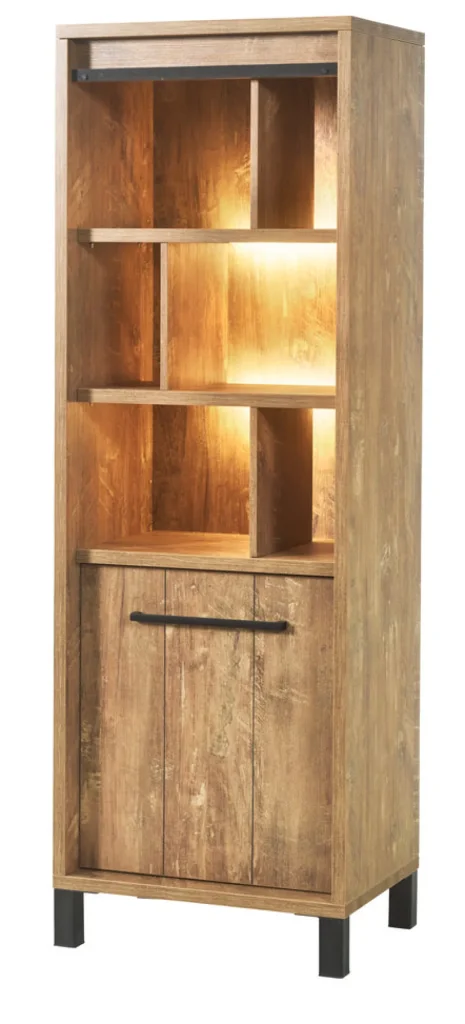 Meubar - Kolomkast Alcatraz - KB6L - K661 - Oranje Teakhout/Zwart - 629x188x50cm | Belga Meubelen New