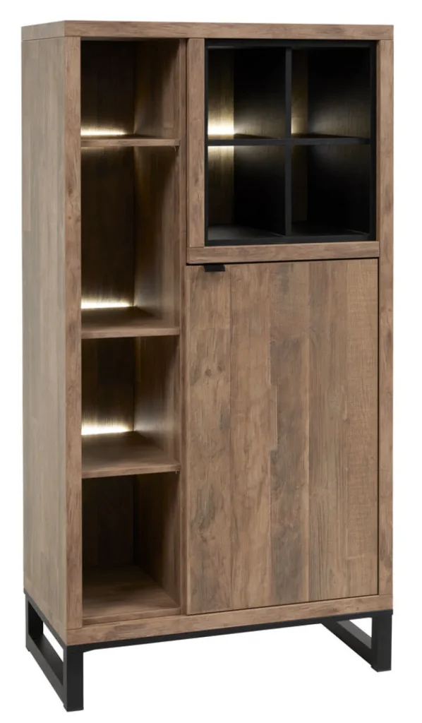 Meubar - Kolomkast Jaipur - KB6R - K671 - Old teak/Matt black - 834x162x50cm | Belga Meubelen Best