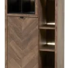Meubar - Kolomkast Jaipur - KB6R - K671V - Old teak (Fishbone doors)/Matt Black - 834x162x50cm | Belga Meubelen Sale