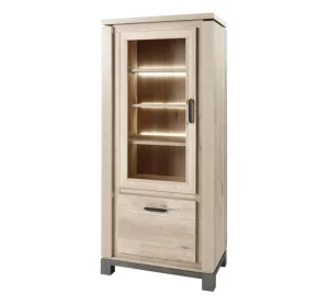 Meubar - Kolomkast Jan - KV6L - K497 - Oude eik/imitatie staal - 810x190x50cm | Belga Meubelen Online