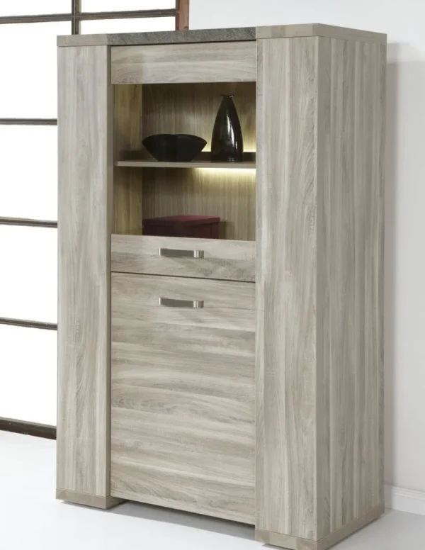 Meubar - Kolomkast Stone - KV1 - K437 - Spint eik grijs/Marmer - 102x163x40cm | Belga Meubelen Outlet