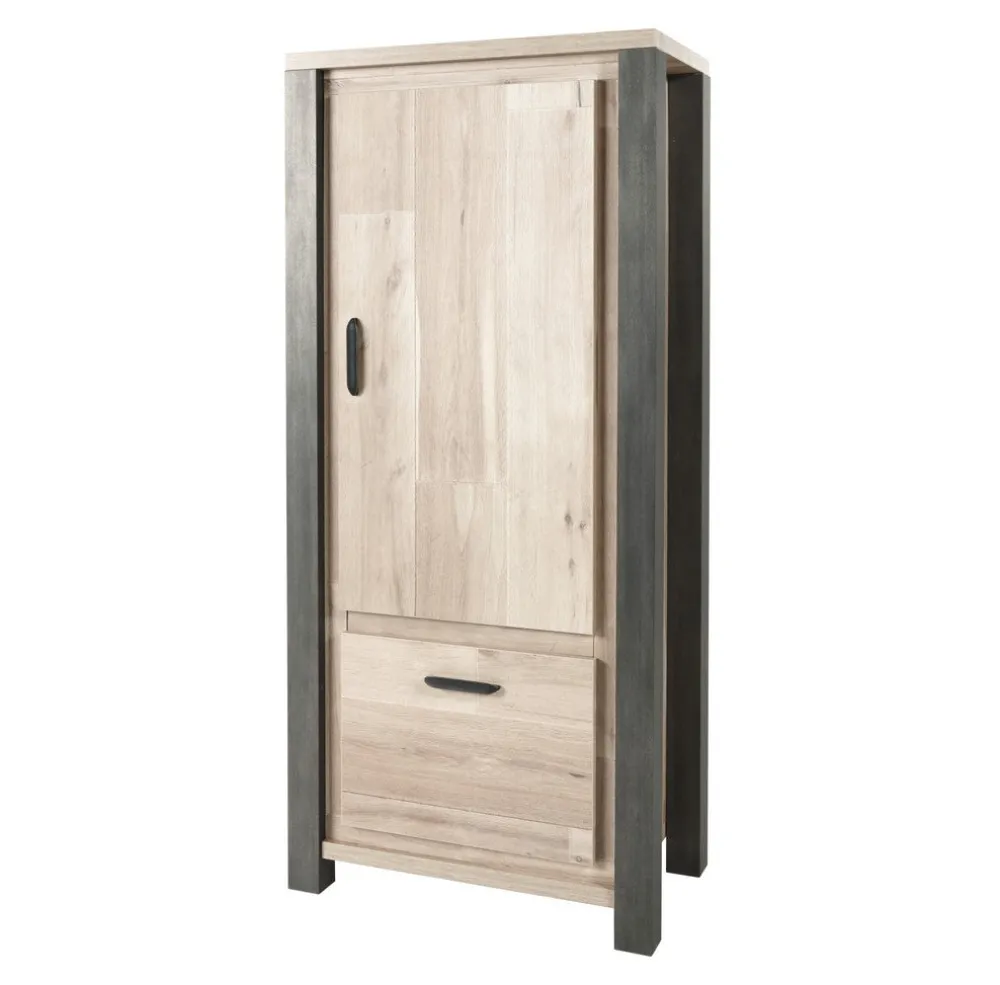 meubar__kolomkast_tomba___0-1.webp Meubar - Kolomkast Tomba - KB6R - K497 - Oude Eik/Imitatie staal - 810x187x50cm | Belga Meubelen Outlet