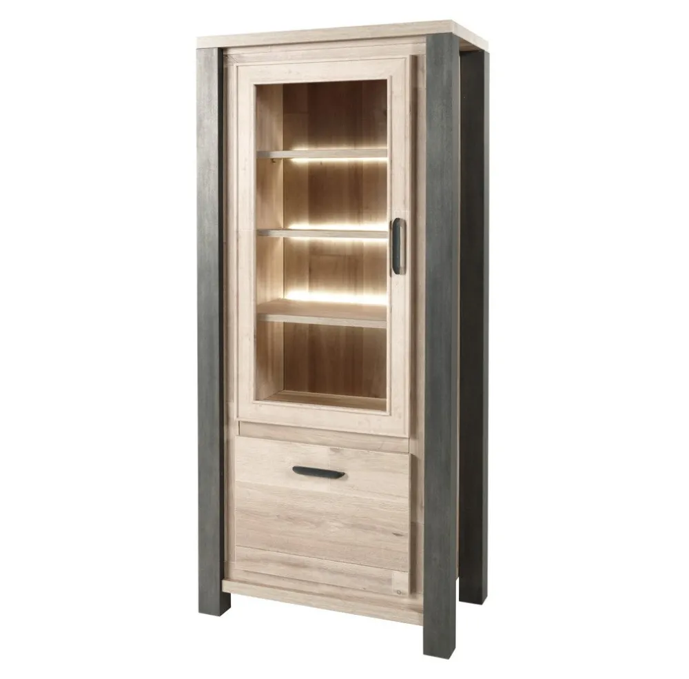 meubar__kolomkast_tomba___0-2.webp Meubar - Kolomkast Tomba - KV6L - K497 - Oude Eik/Imitatie staal - 810x187x50cm | Belga Meubelen Discount