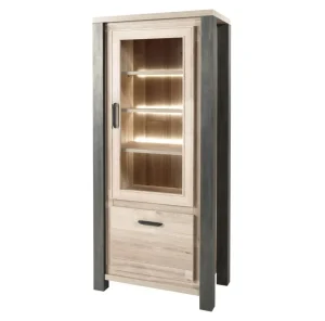 Meubar - Kolomkast Tomba - KV6R - K497 - Oude Eik/Imitatie staal - 810x187x50cm | Belga Meubelen Online