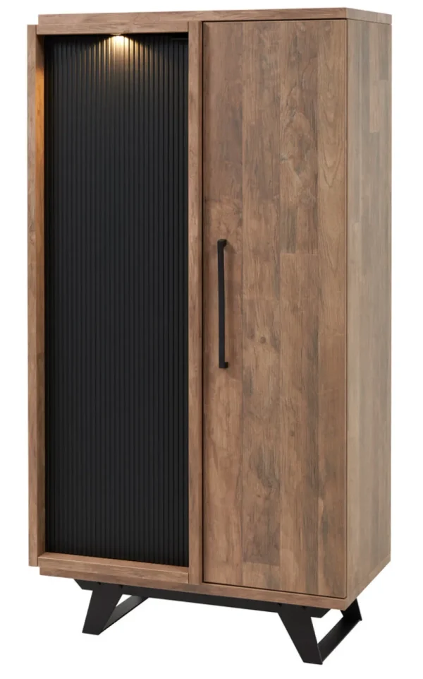 Meubar - Kolomkast Trentino - KB6R - K671 - Old Teak/Matt black - 875x167x50cm | Belga Meubelen Hot