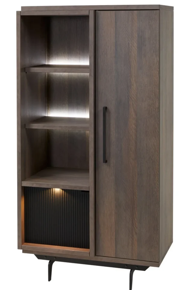 Meubar - Kolomkast Trentino - KV6R - K677 - Golden oak/Matt black - 875x167x50cm | Belga Meubelen Outlet