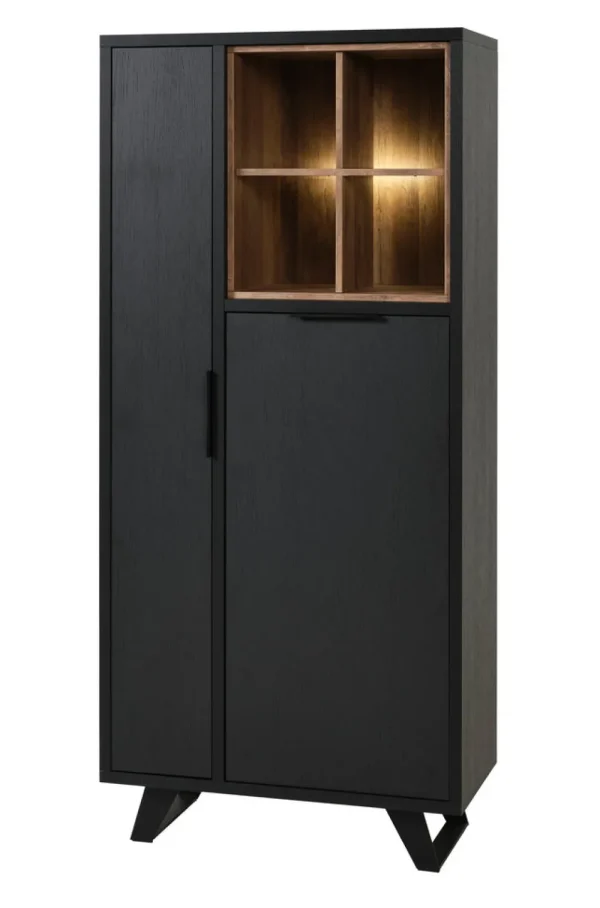 Meubar - Kolomkast Veneto - KB6L - K717 - Elegant black/Old teak - 192x192x50cm | Belga Meubelen Hot