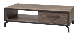 Meubar - Salontafel Kuta - T13 - K647 - Donker scheepshout/Zwart - 135x42x68cm | Belga Meubelen Hot