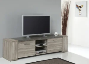 Meubar - TV- Meubel Stone - TV2 - K437 - Spint eik grijs/Marmer - 205x55x50cm | Belga Meubelen Hot