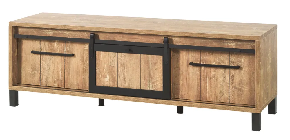 meubar__tvmeubel__alcatra_0-1.webp Meubar - TV-meubel Alcatraz - TV7 - K661 - Oranje Teakhout/Zwart - 179x61x50cm | Belga Meubelen Clearance