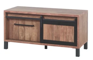 Meubar - TV-meubel Alcatraz - TV6 - K671 - Old teak/Matt black - 122x61x50cm | Belga Meubelen Clearance