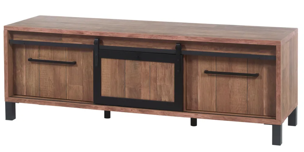 meubar__tvmeubel__alcatra_0-3.webp Meubar - TV-meubel Alcatraz - TV7 - K671 - Old teak/Matt black - 179x61x50cm | Belga Meubelen Outlet
