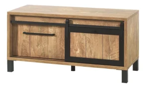 Meubar - TV-meubel Alcatraz - TV6 - K661 - Oranje Teakhout/Zwart - 122x61x50cm | Belga Meubelen Clearance