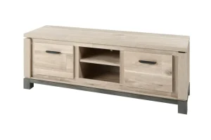 Meubar - TV-meubel Jan - TV7 - K497 - Oude eik/imitatie staal - 167x62x50cm | Belga Meubelen Best