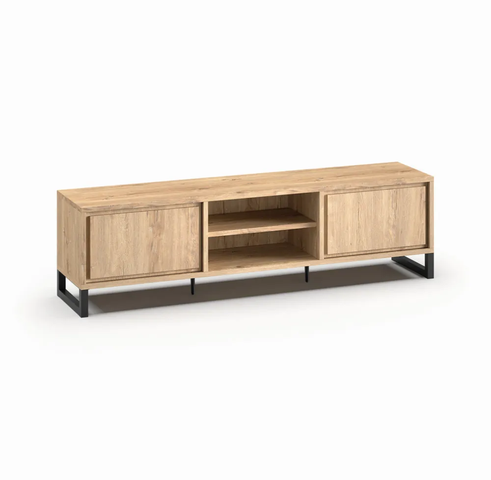 meubar__tvmeubel__kano____0.webp Meubar - TV-meubel Kano - LB7 - K545BL - Millenium oak nature/Elegant black - 215x59x49cm | Belga Meubelen Best