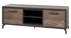 Meubar - TV-Meubel Kuta - TV7 - K647 - Donker scheepshout/Zwart - 184x64x50cm | Belga Meubelen Discount